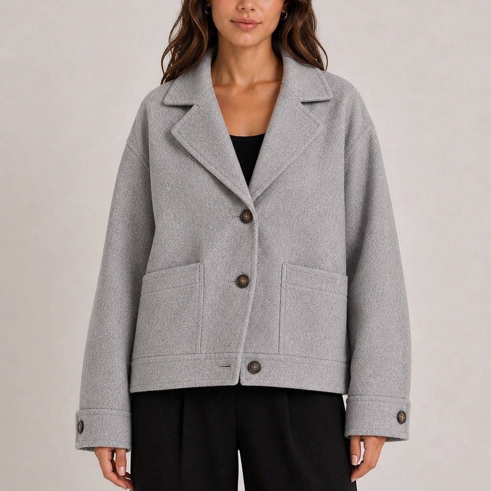 FAVORITE DAUGHTER Grey Herringbone Nico Bomber Jacket